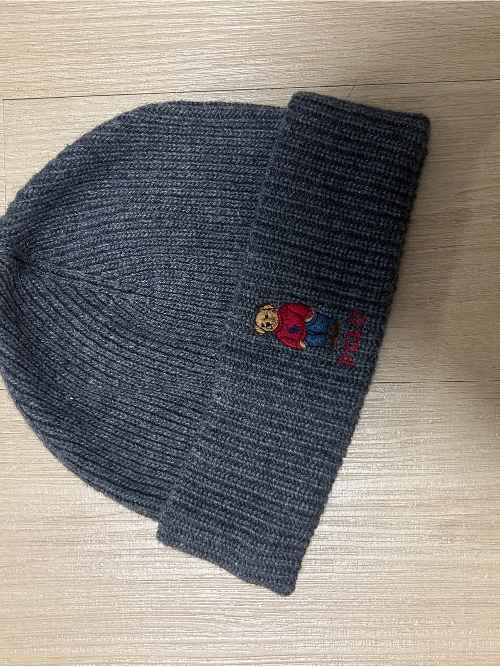 Polo by Ralph Lauren Dark Gray Knit Beanie with Polo Bear